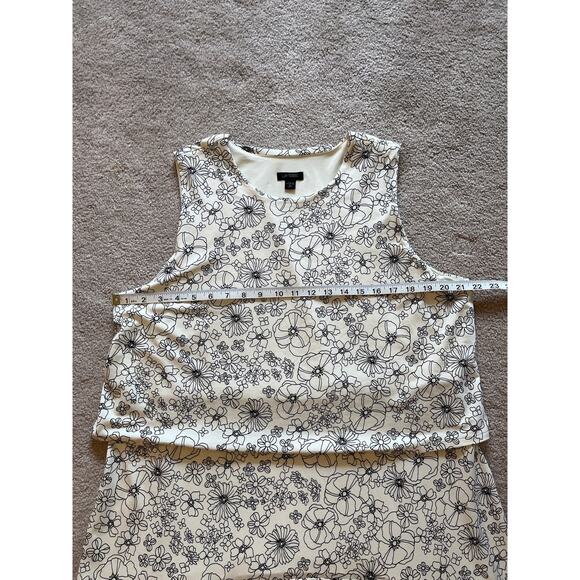 J.Jill Wearever Layered Tiered Sleeveless Dress Size XLP Cream Floral Stretch - Picture 7 of 8